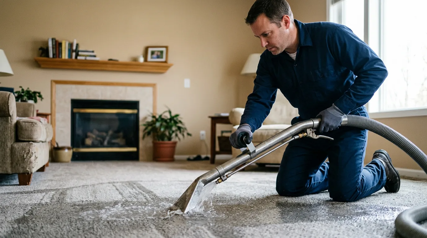 Water damage restoration technician working near Wyckoff, NJ